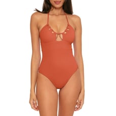 BECCA BY REBECCA VIRTUE Women’s Convertible Halter One Piece Swimsuit Size Large