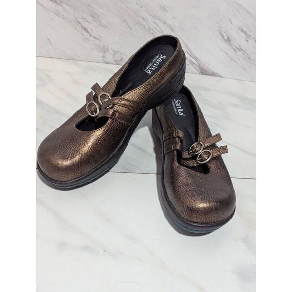 Sanita Women's Bronze Solid Leather Danish Design Baby Jane Style Shoes Size 40