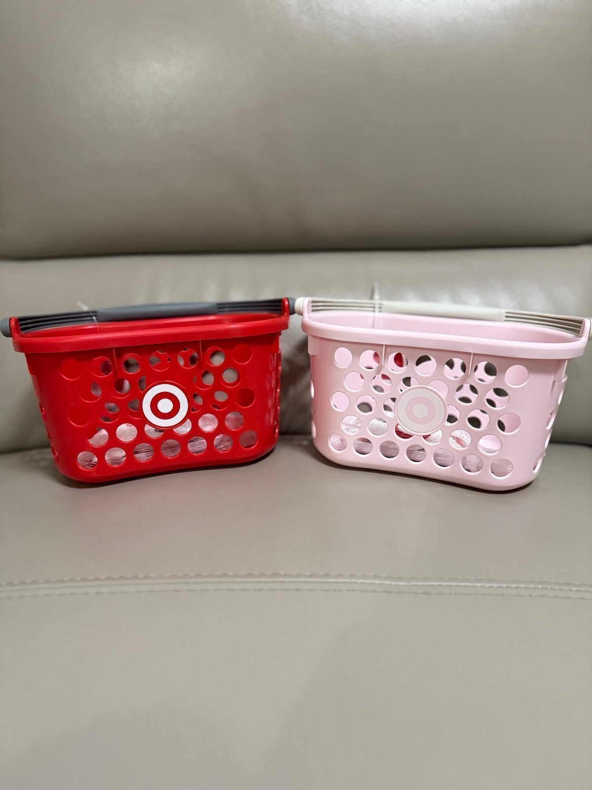 PINK and RED set of Target Shopping Basket Toy Bullseye Exclusive