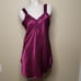 Vintage Alexandra Nicole Womens Embroidered Neckline Night Gown Purple Satin