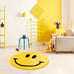 SMILEY CIRCLE RUG,Handmade Yellow Rug, Minimalist Home Decor,Room Decor Rug