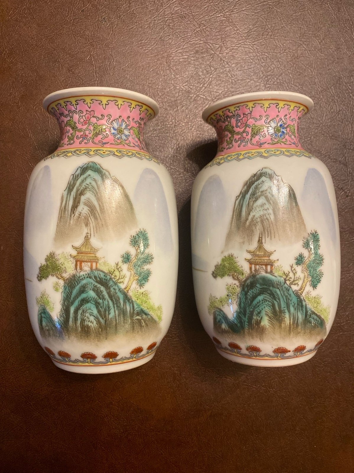 1 Pair Chinese Vintage vases- hand painted landscape