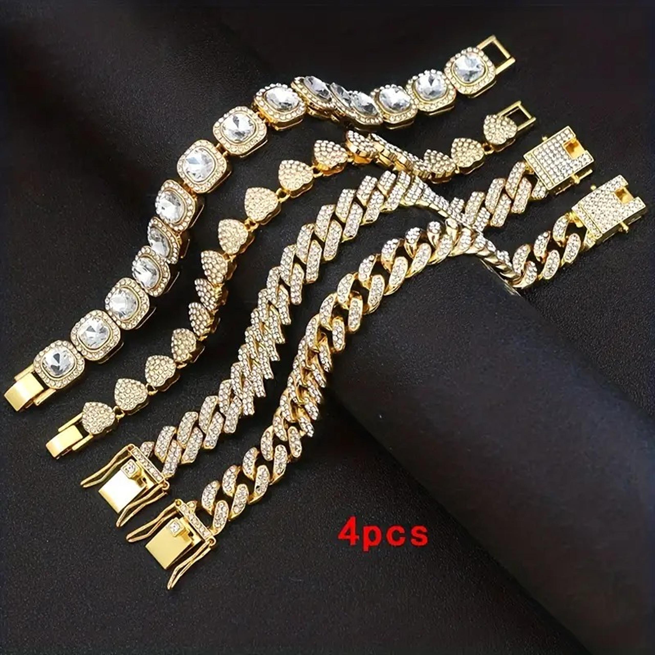 4 Blinged Out Heavy Bracelets, LIQUIDATIION PRICE!