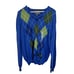 Lyle & Scott Men's 100% Combed Cotton V-Neck Sweater Blue/Green Argyle • Large