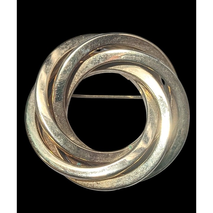 Vintage Square Tube Knot Gold Tone Brooch