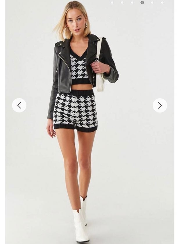 Women’s Plaid crop sweater and shorts set