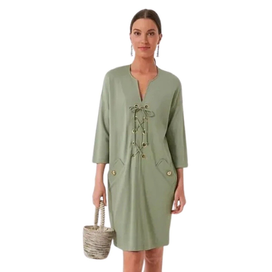 NWT Tuckernuck Ellington Dress Sage Green Size S Career Coastal Chic Boho Luxe