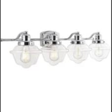 Orleans 35.75 in. 4-Light Chrome Iron/Glass LED Vanity Light