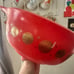 Vintage glasbake coin chip bowl