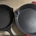 2 cast iron pans