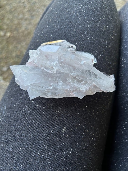 Pink lemurian faden quartz cluster