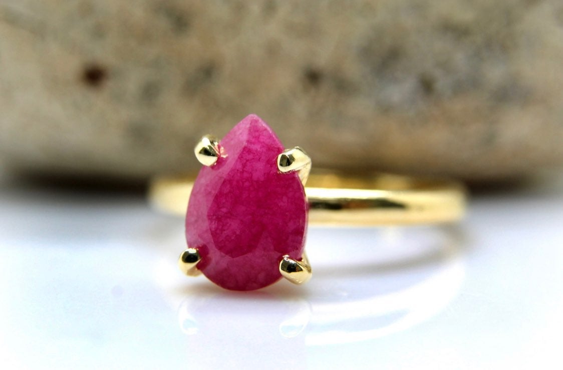 Tear drop gold ring 14k filled