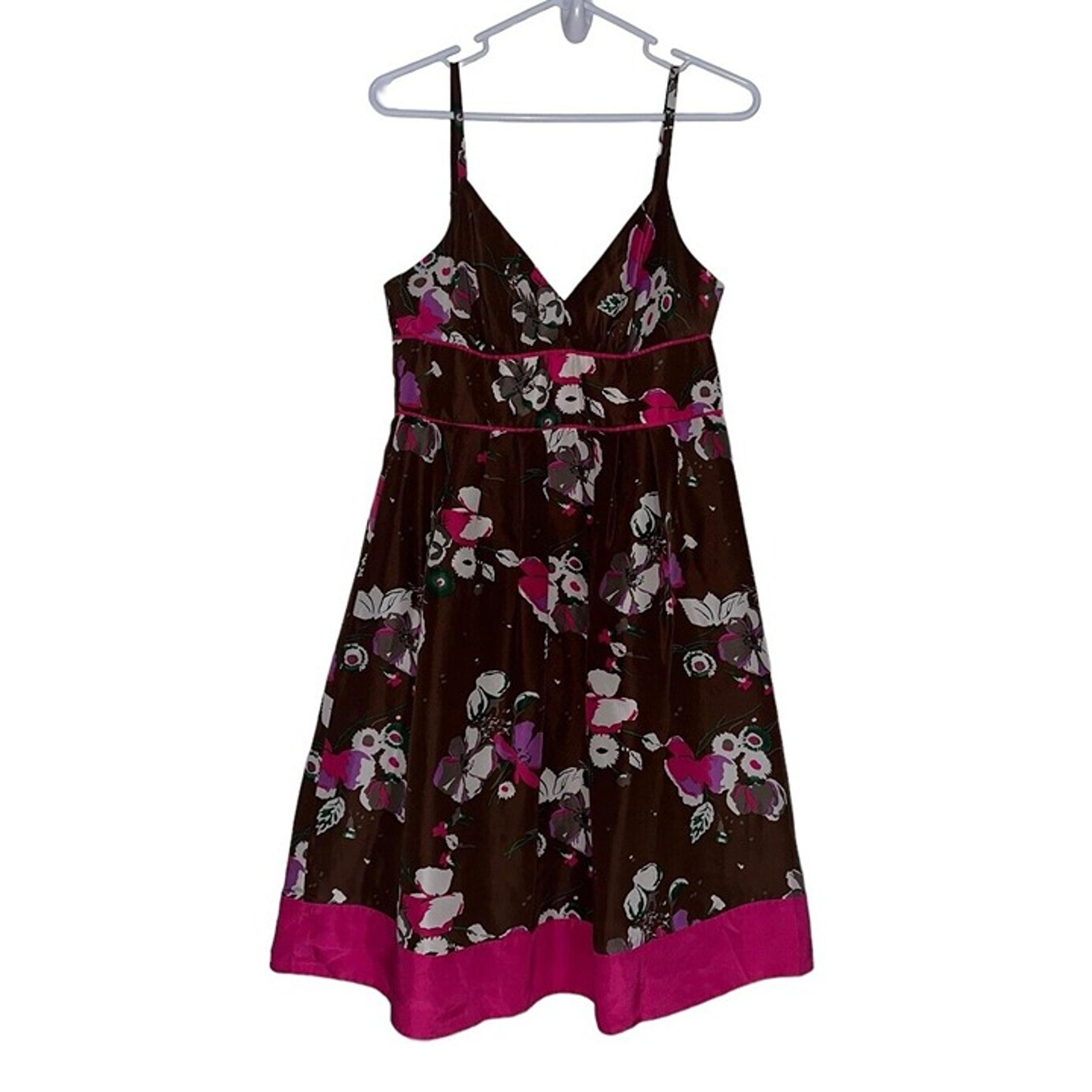 GUESS Silk Fit and Flare Sundress Y2K Brown Floral Women's Vintage Size 7