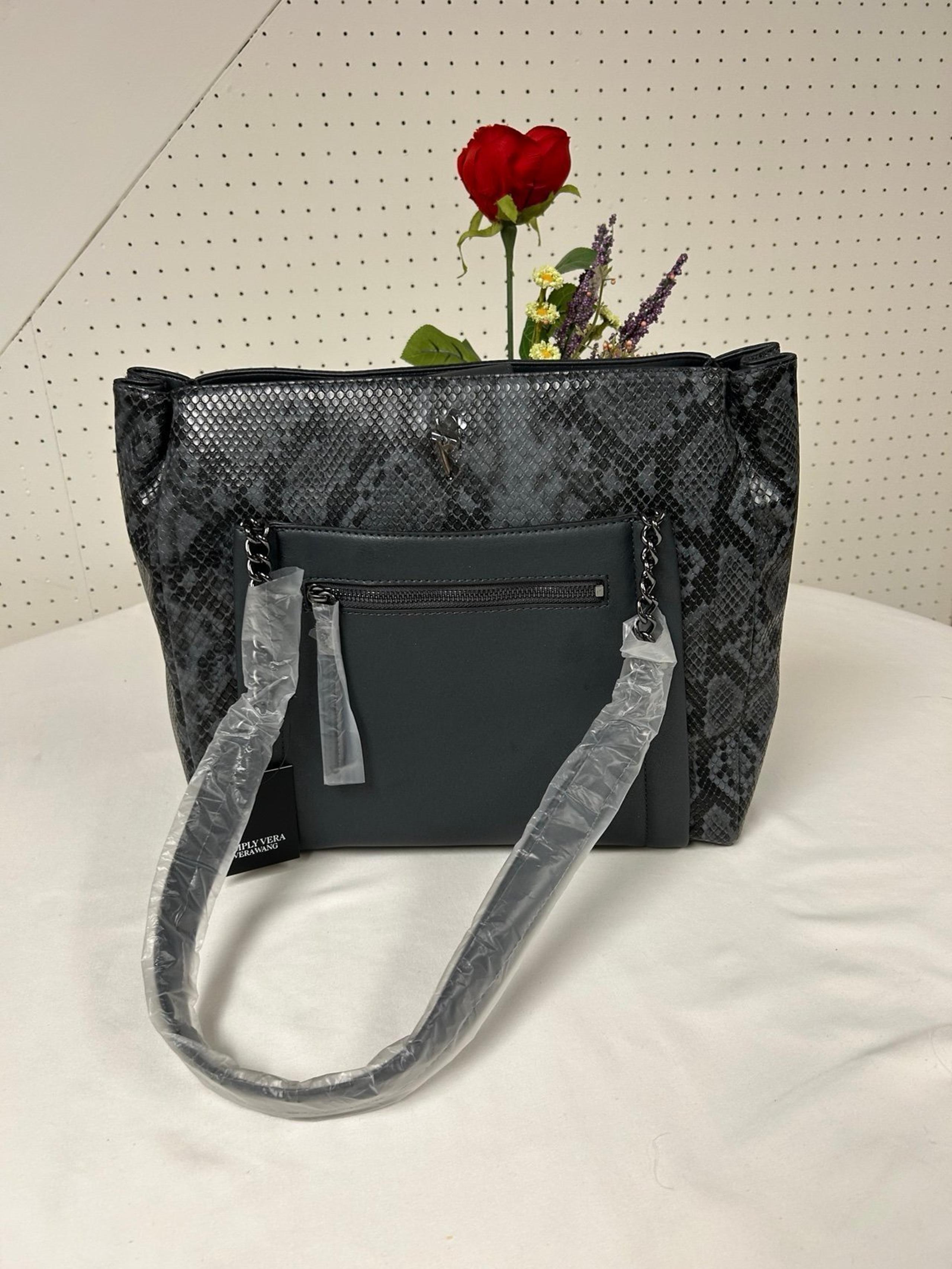Simply Vera Wang Rockbridge (Snake Skin )Tote Bag Handbag Purse ~ Black / Gray