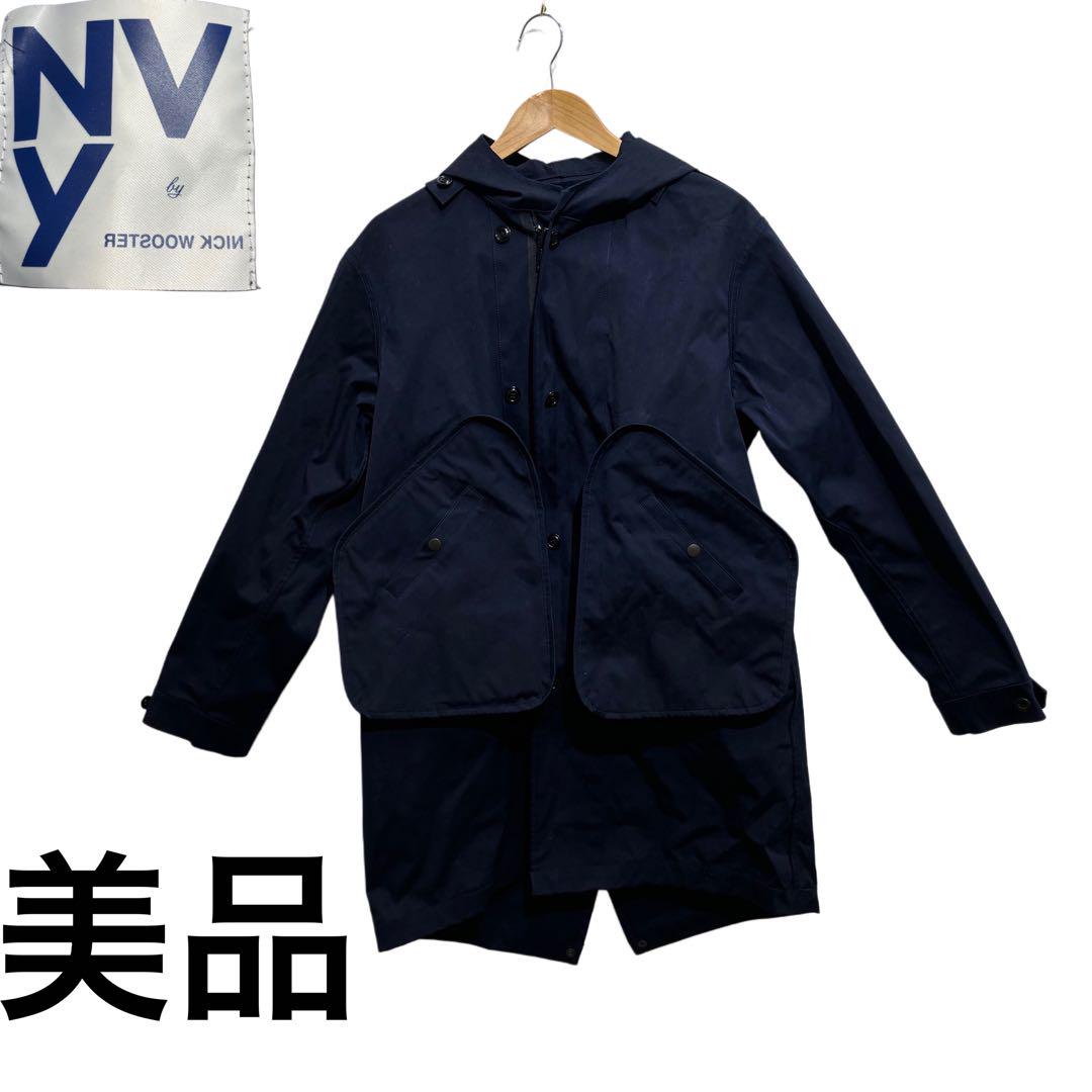 NVy by nano universe Navy Hooded Mod Coat - Rare