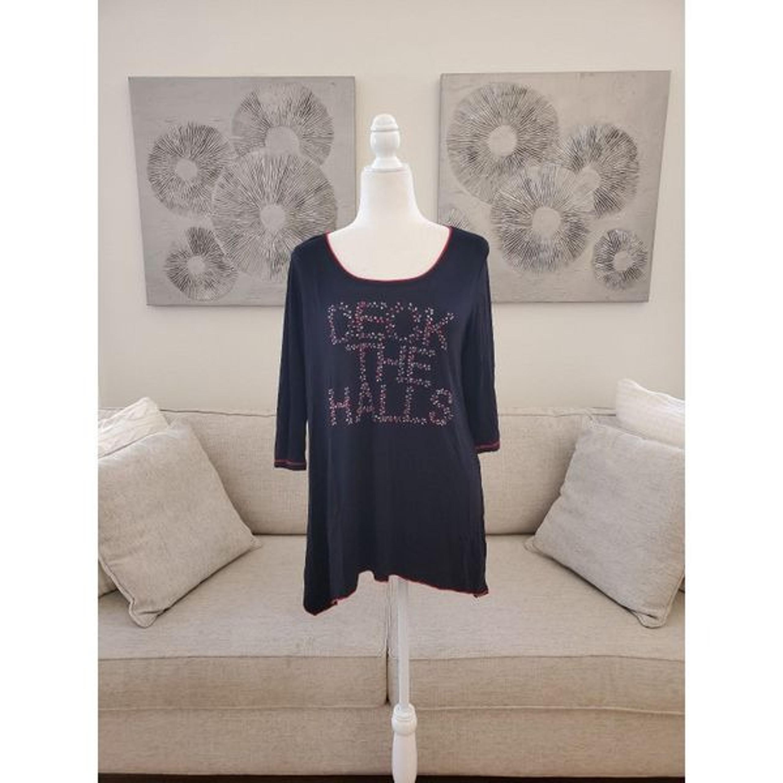 Vanilla Sugar 3/4 Sleeve "Deck The  Halls" Tunic Top sz Xl