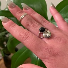 Onyx Silver Ring Moon Ring 925