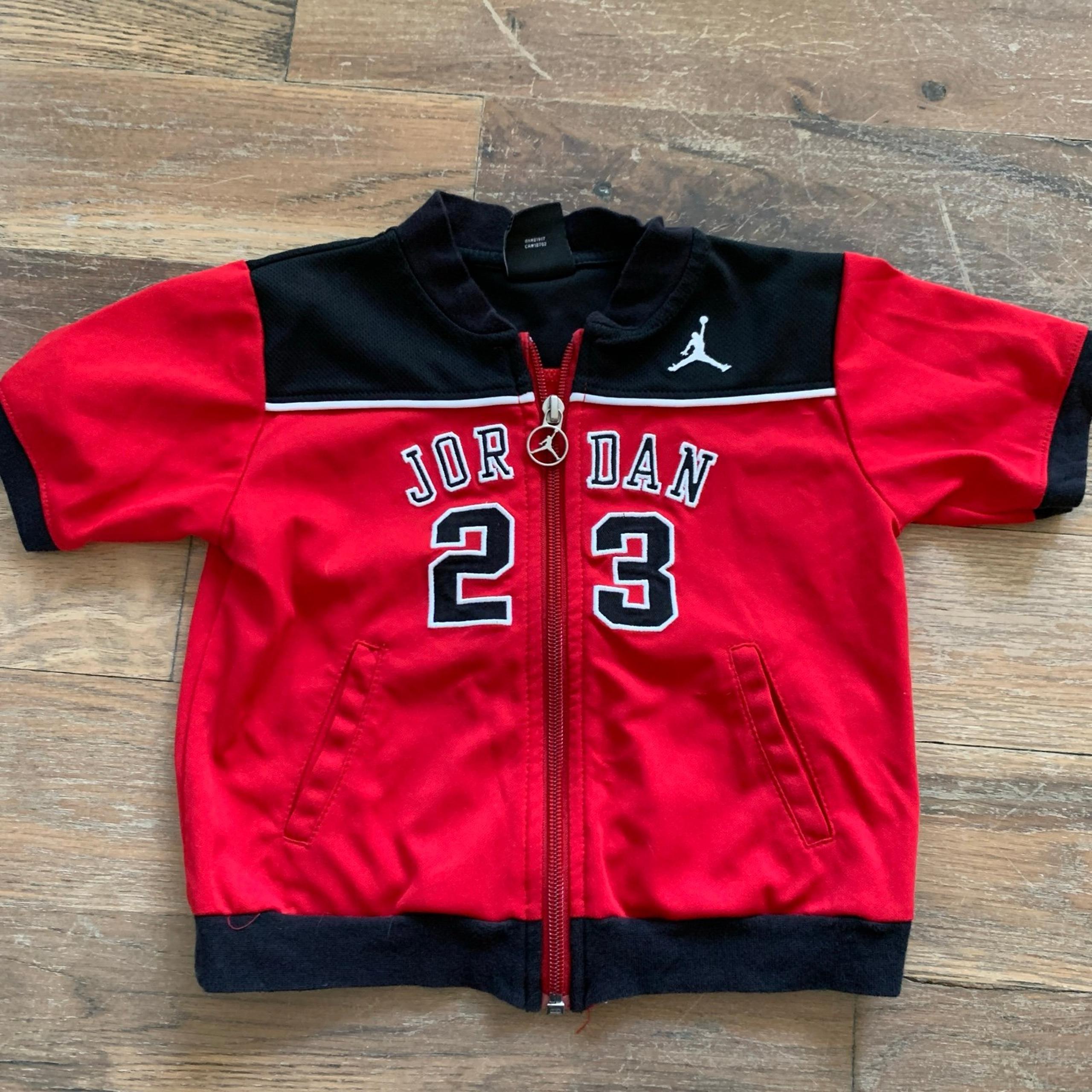 Michael Jordan Red Black Toddler Zip Up Warm up Jacket Size 24 months