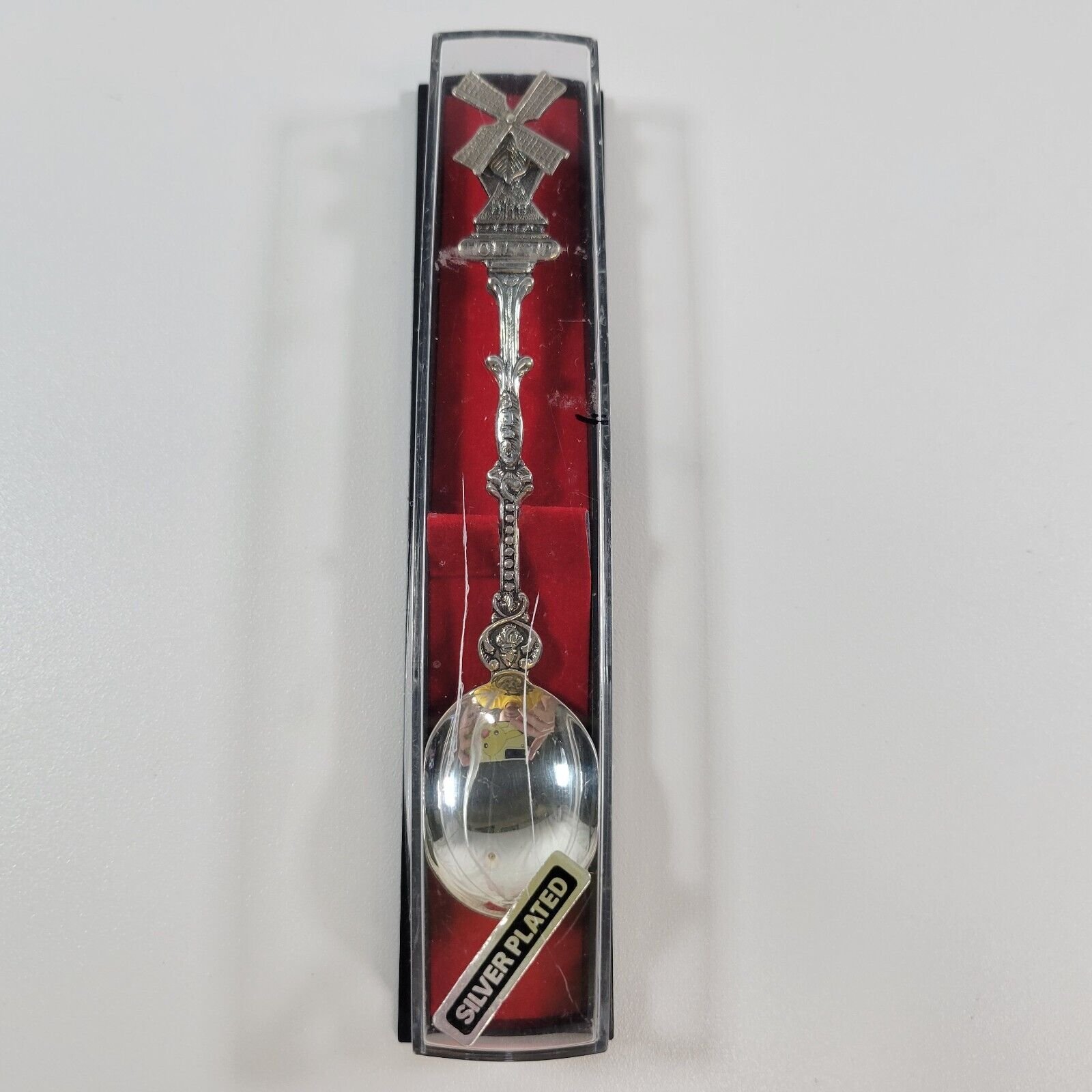Holland Windmill souvenir spoon with spinning windmill blades Silver Plated