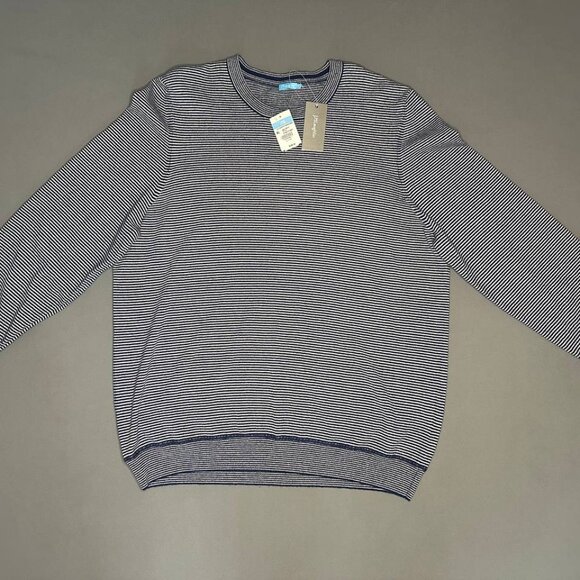 J.Mclaughlin Austin Cashmere Men's Sweater In Navy And White XL 248