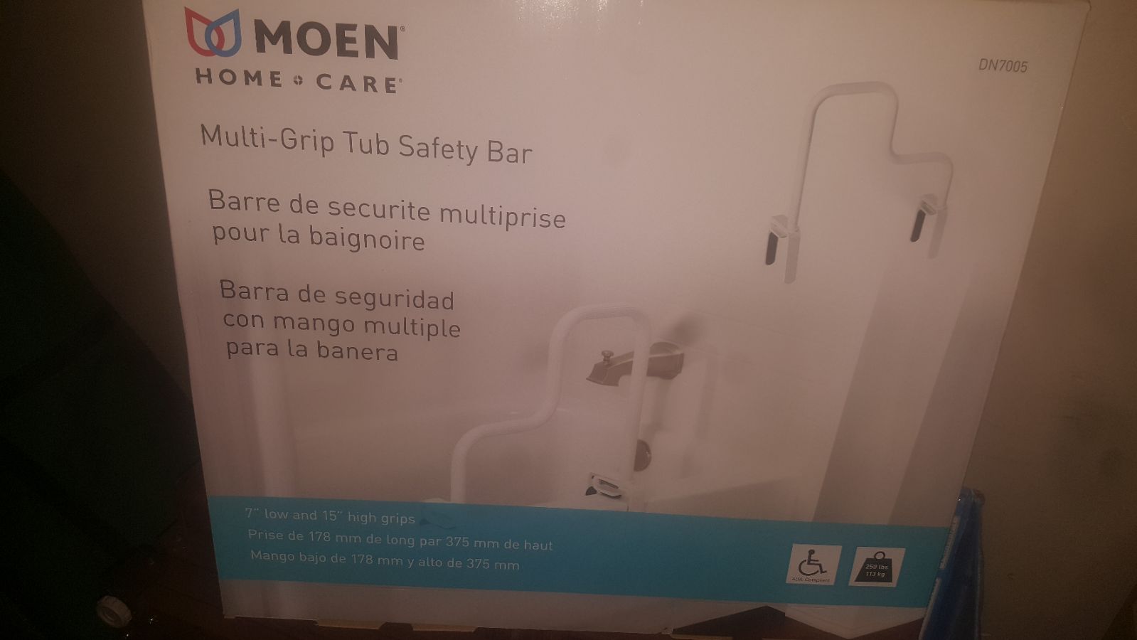 Moen Home Care multi grip tub bar White