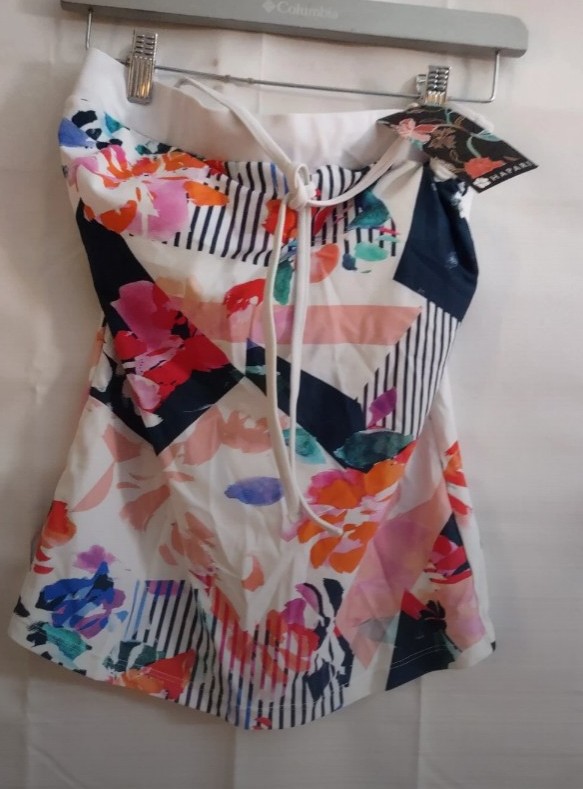 New Hapari Floral Bandeau Tankini Swimsuit Flower Tropical Hawaiian Rainbow Med