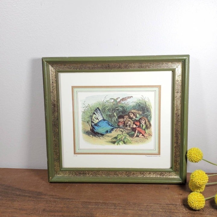 Vtg Butterfly Fairy Lithograph Print Richard Doyle In Fairyland Elf World 1973