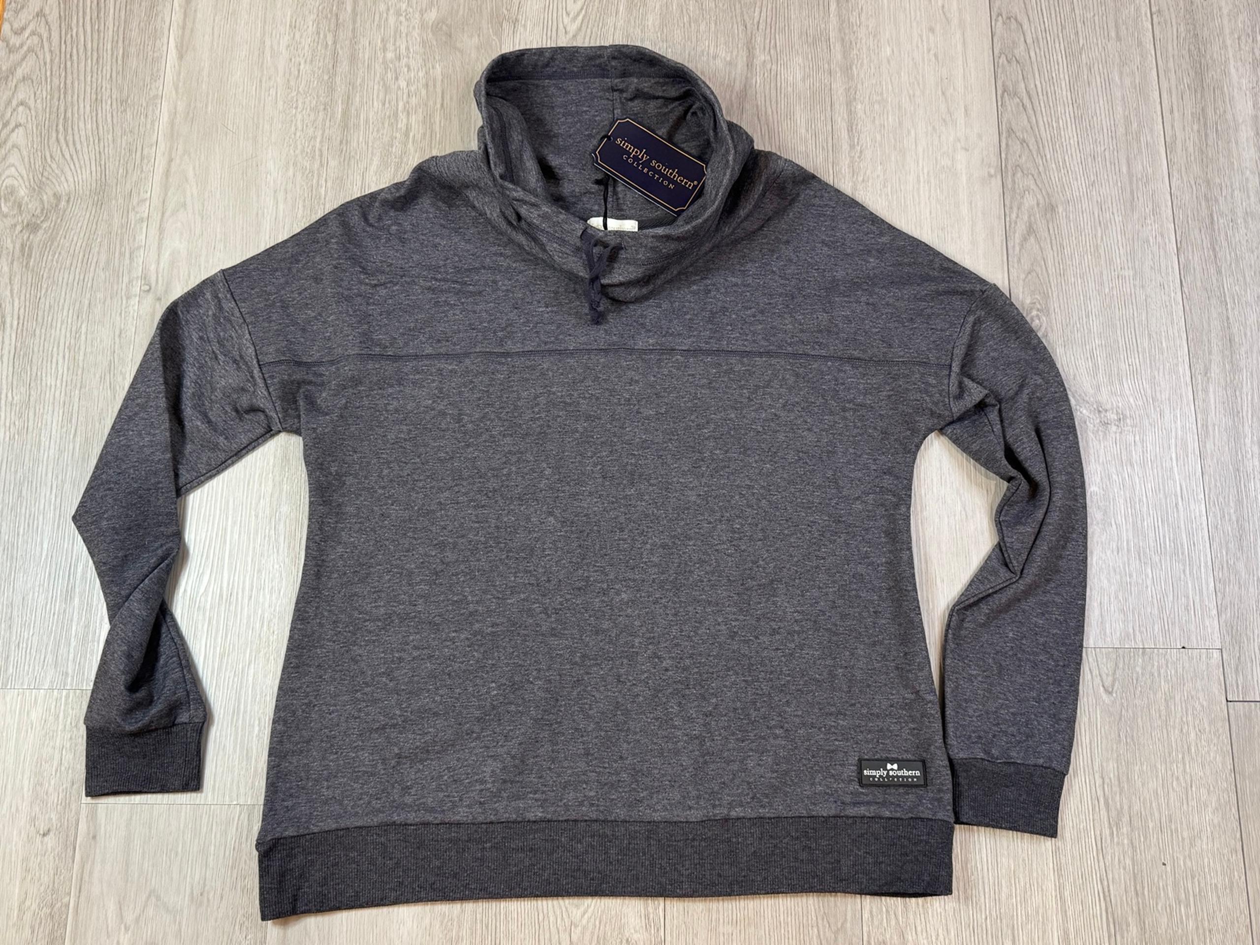 Simply Southern Women’s Gray Long Sleeve Cowl Neck Sweatshirt Medium NWT