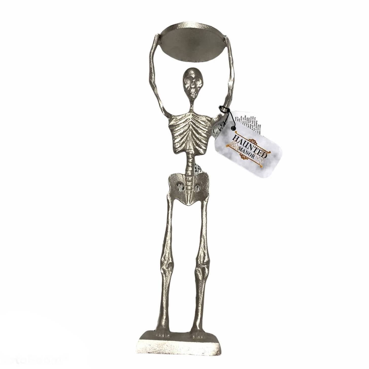 Creepy Metal Skeleton Candle Holder NEW