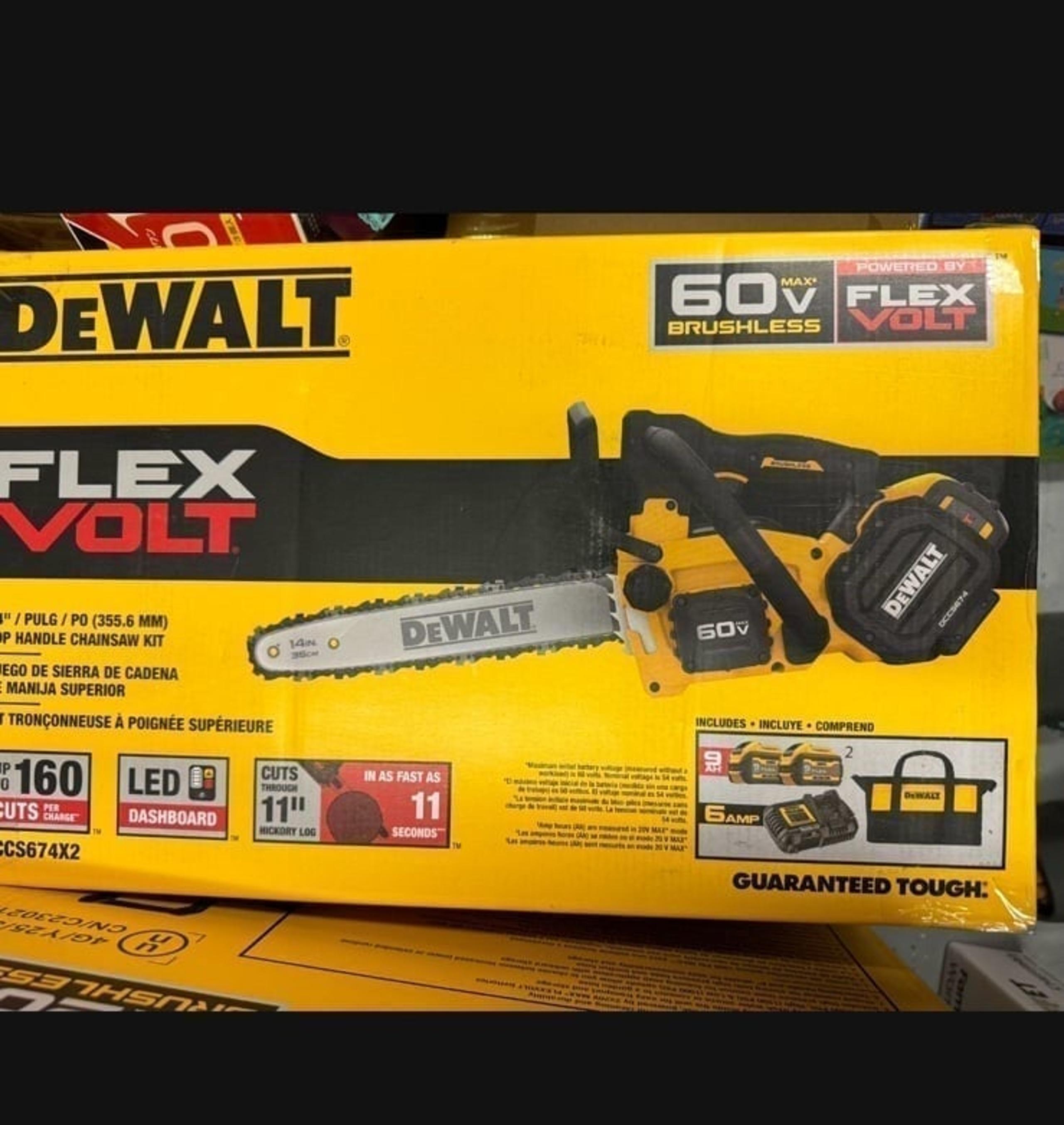 Dewalt DCCS674b 14” 60V Top handle chainsaw dcb609 & rapid charger