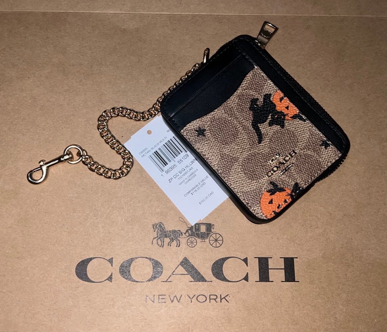 New COACH Zip Card Case 2024 Halloween Graphic Authentic >>5⭐️Seller>>