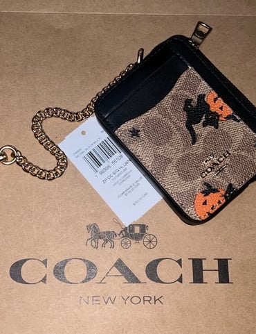 New COACH Zip Card Case 2024 Halloween Graphic Authentic >>5⭐️Seller>>