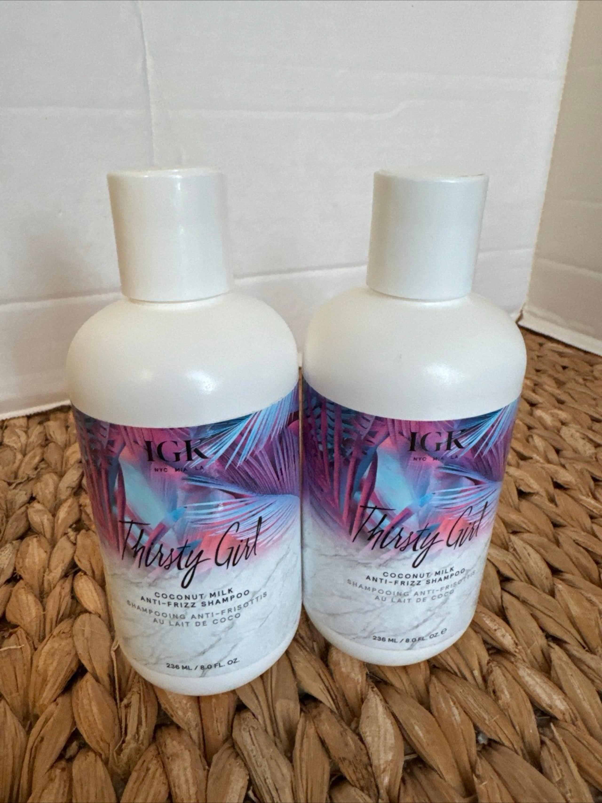 IGK Thirsty Girl Coconut Milk Anti-Frizz Shampoo Unisex 8 oz Qty 2 New.