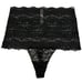 NWT VICTORIA'S SECRET High Waist Thong Pantie Sz M Black Lace Beige Trim