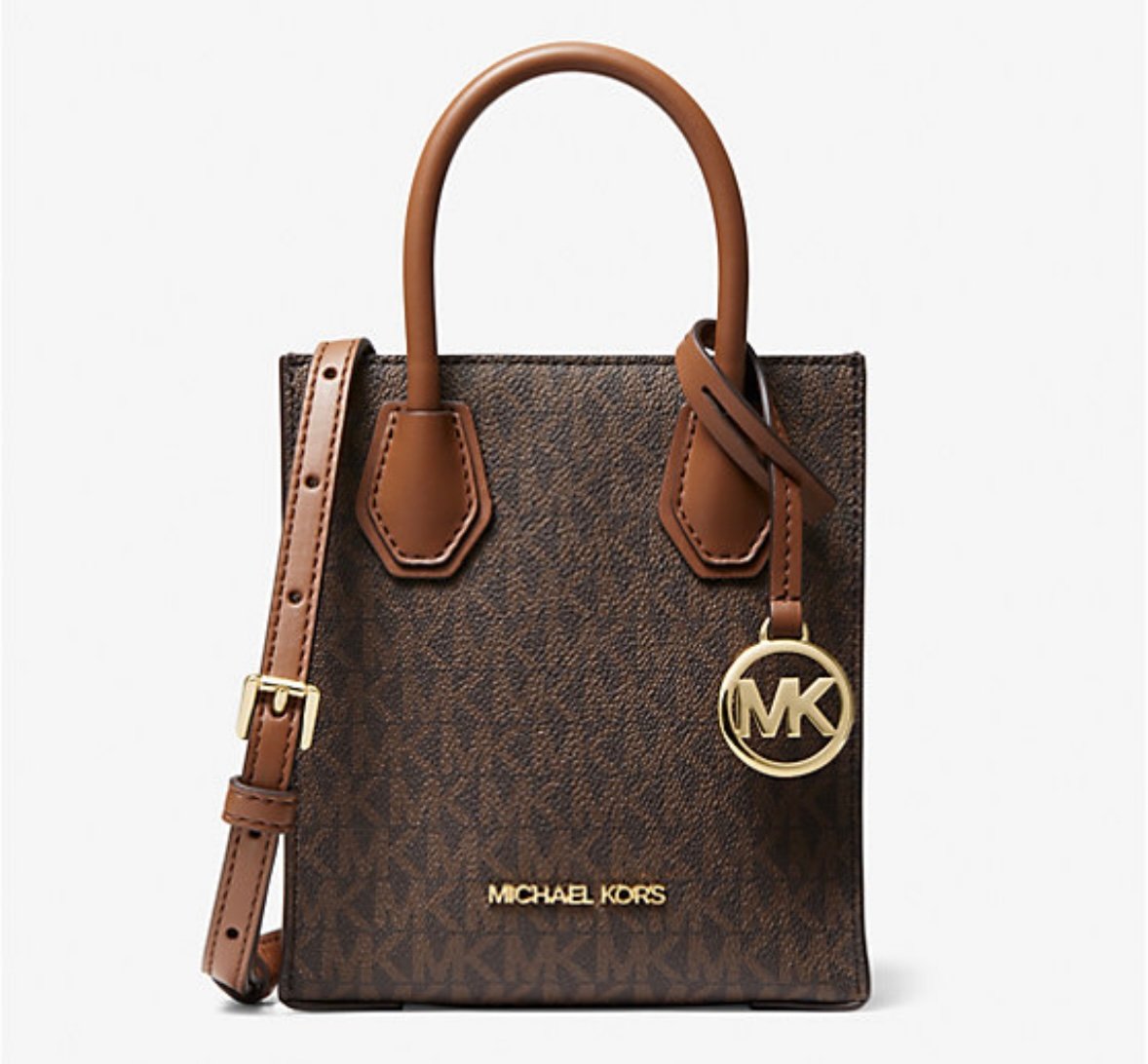 MK NWT Mercer XS Logo & Leather Crossbody Bag Gold Toned -- Incl. a MK Keychain