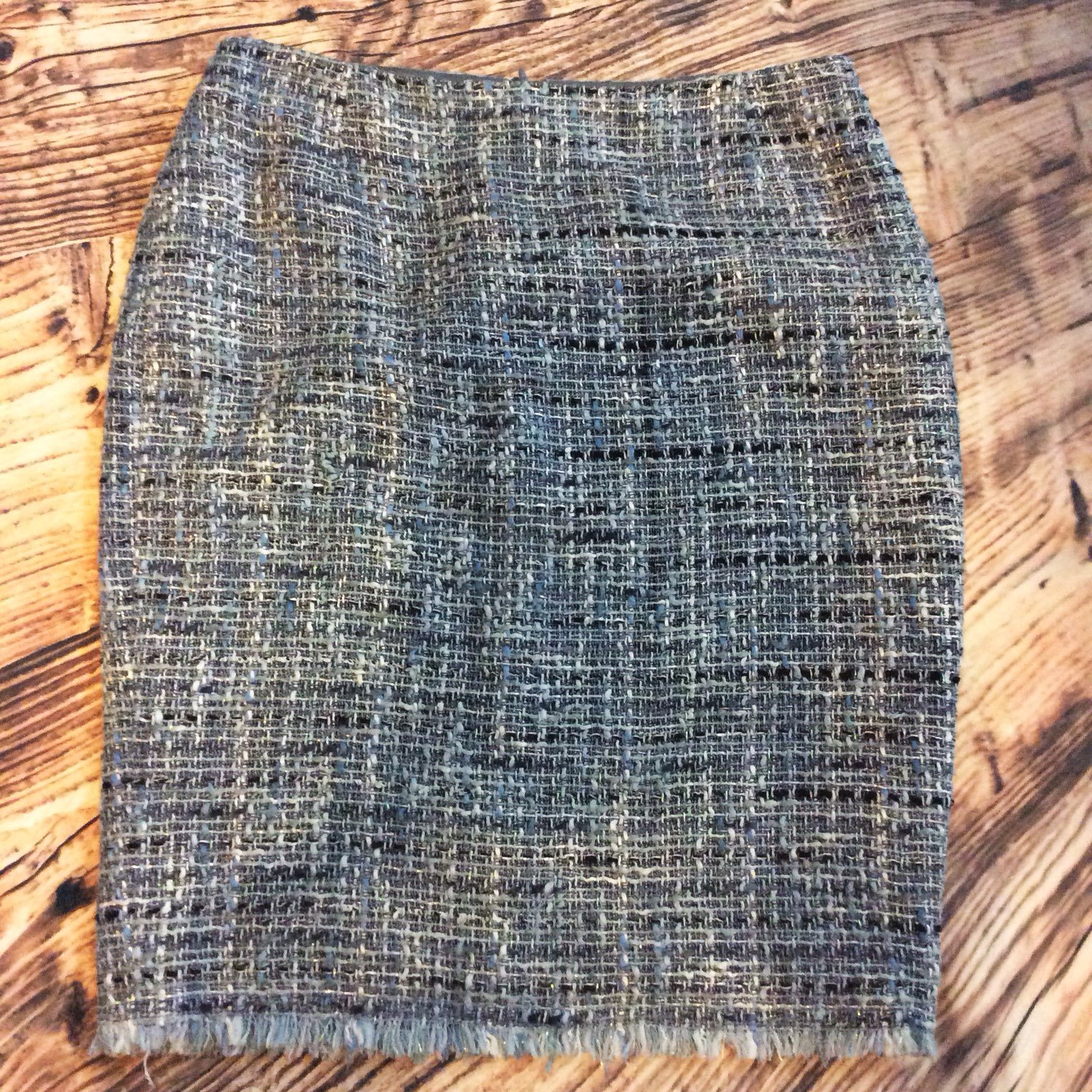 Escada Blue Grey Tweed Pencil skirt