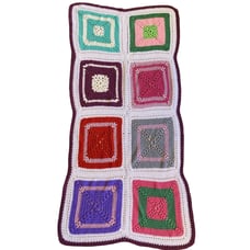 Handmade Afghan Lap Blanket Throw Granny Square 33 x 69 Colorful Boho Vintage