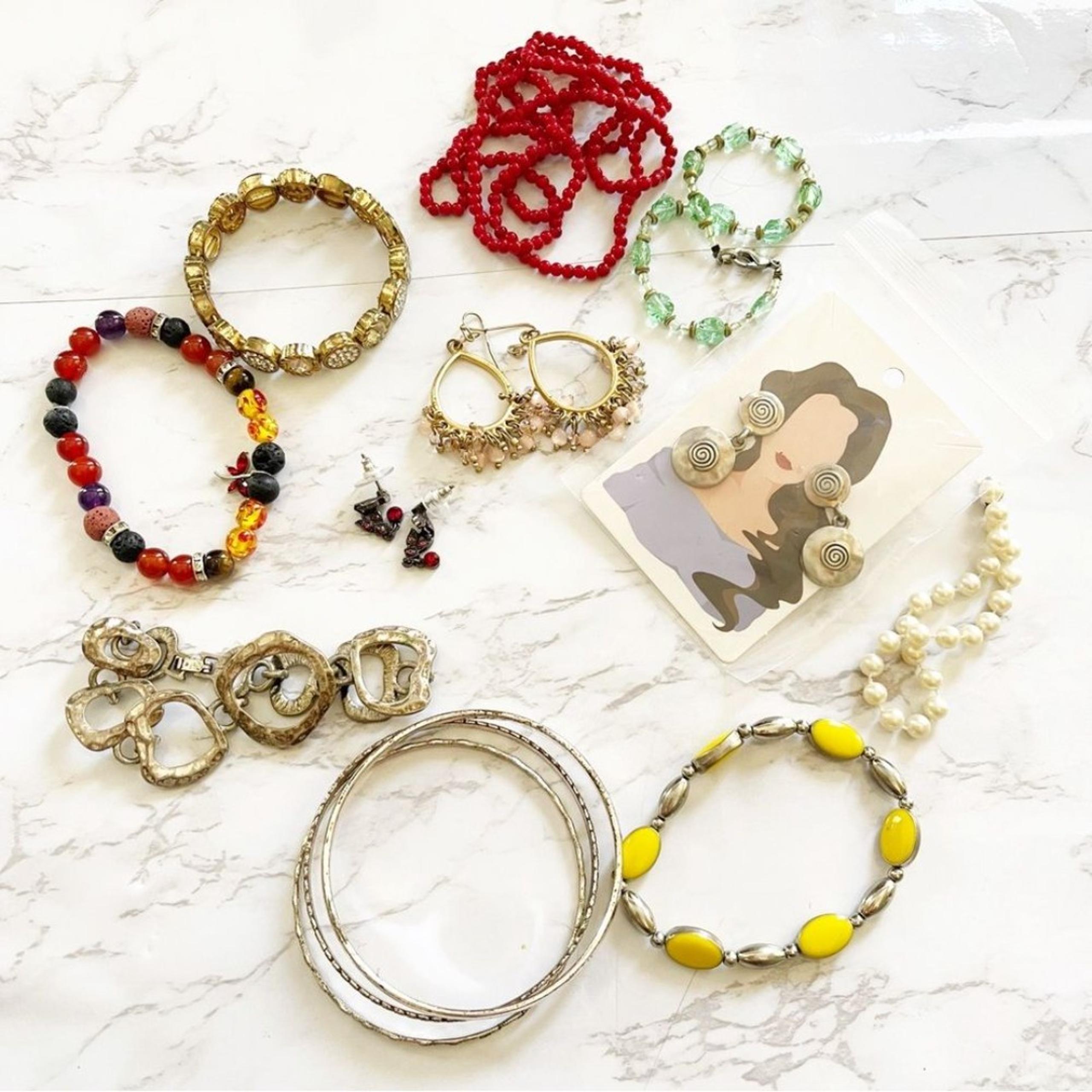 Bulk Jewelry Lot Bracelets Earrings Necklace Multicolor Silver Tone  Women’s