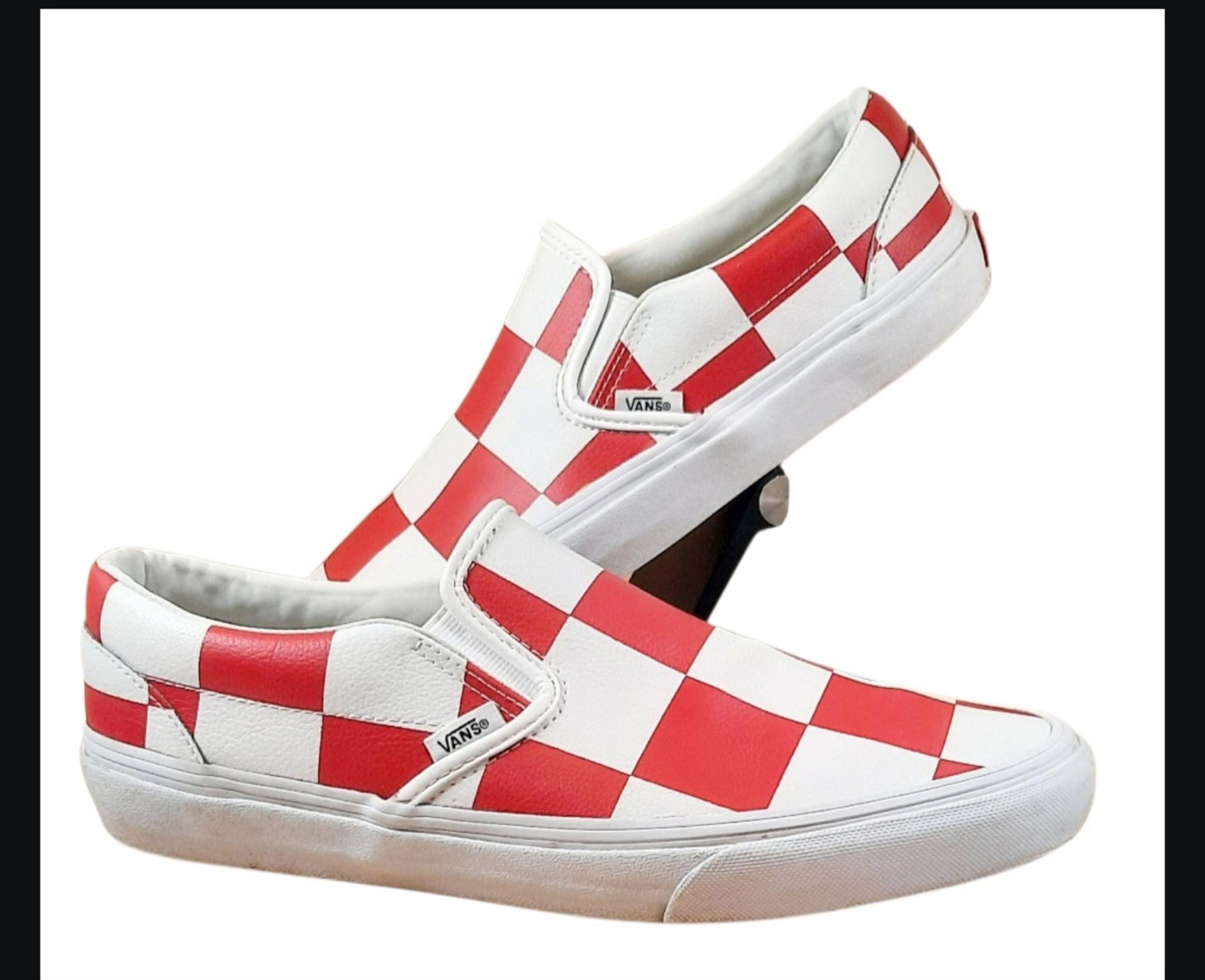 Vans Classic Slip-On Leather
Check Men's Size 9 Shoes True
White/ Red