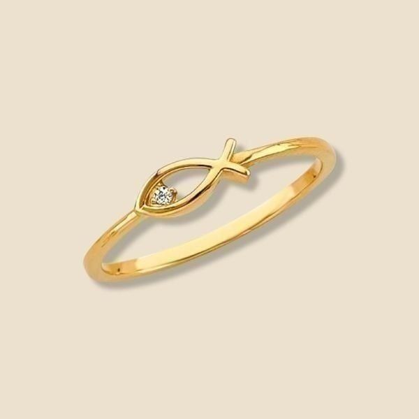 14K Solid Gold Ichthys Fish Ring | Everyday Jewelry | Trendy Fashion Jewelry |