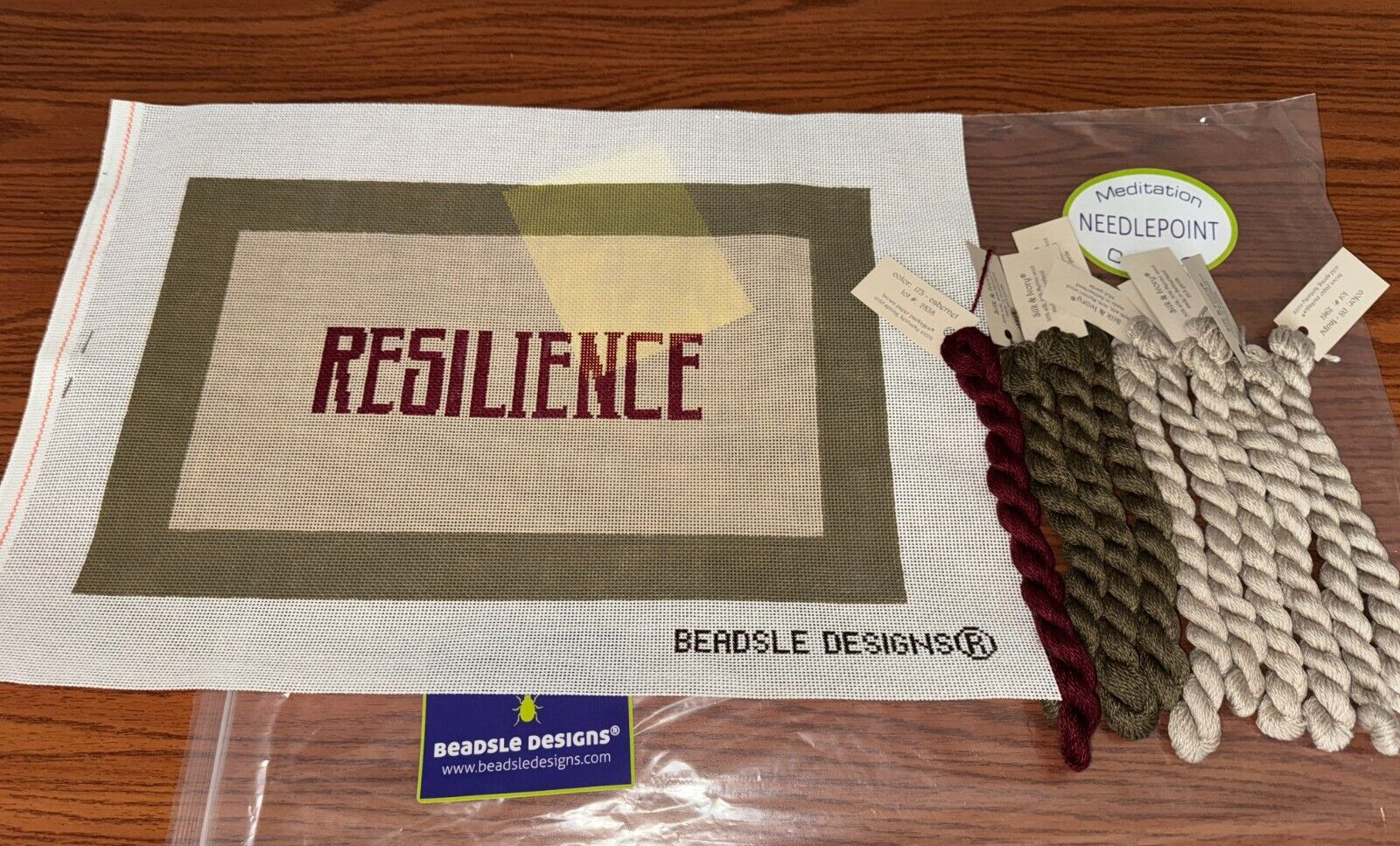 Rare Beadsle Designs RESILENCE Needlepoint Kit with Silk & Ivory Threads 10x16