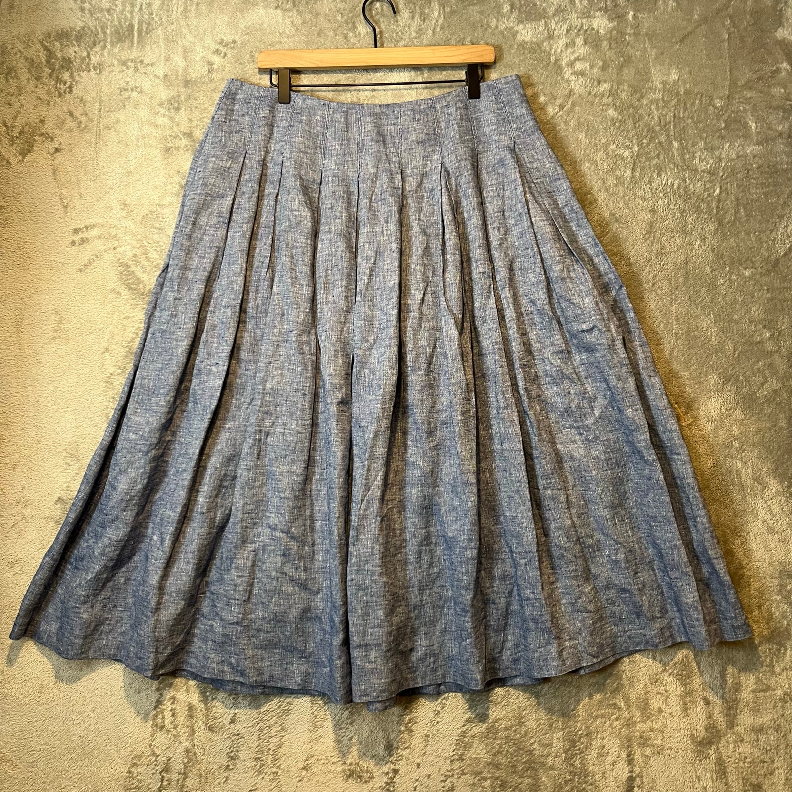 Boden Lydia 100% Linen Pleated Skirt Size 12