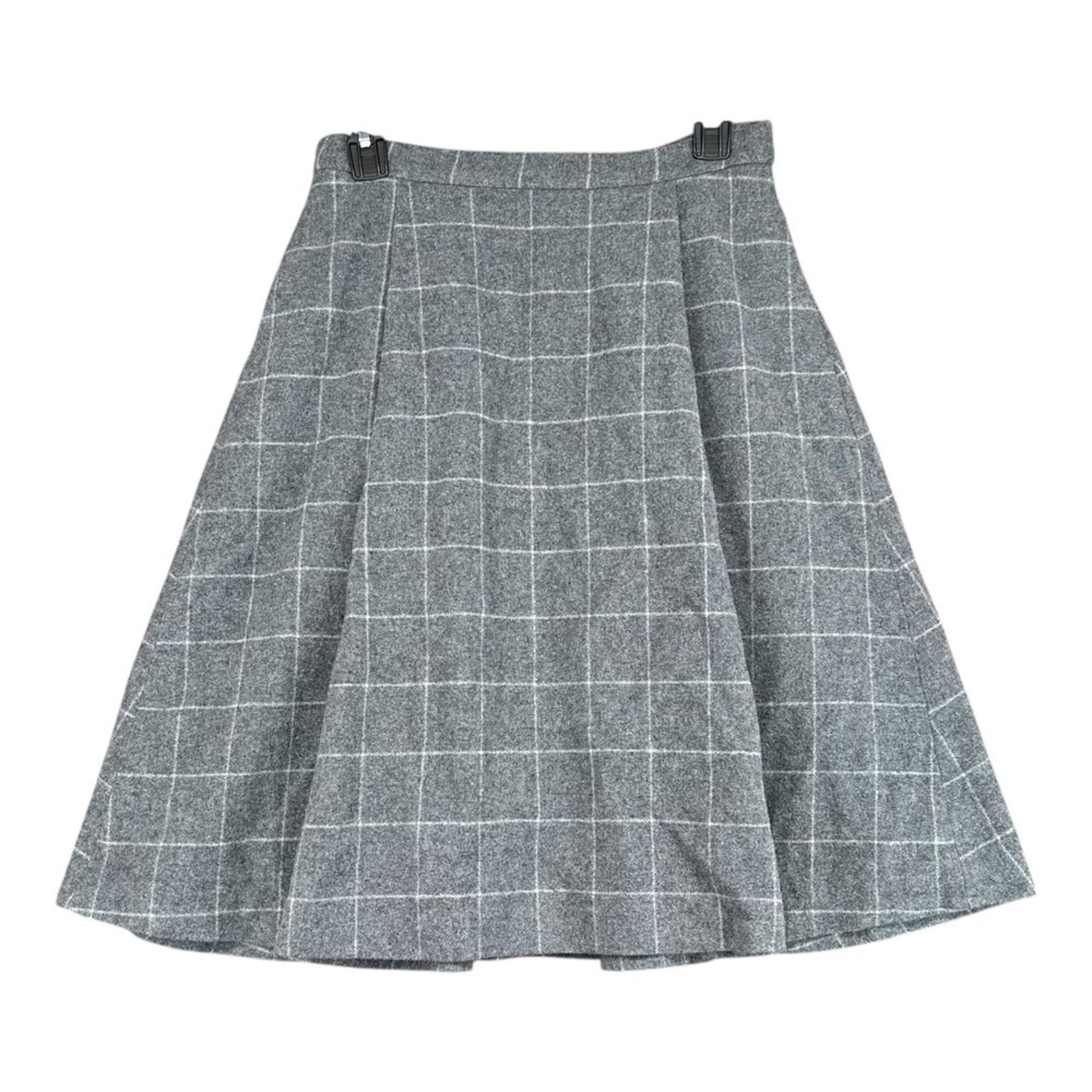 Uniqlo Women's 4 Grey Wool Blend Pleaged Skirt Academia Schoolgirl Preppy