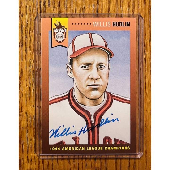 WILLIS HUDLIN Auto Signed 1944 American League Champions Card