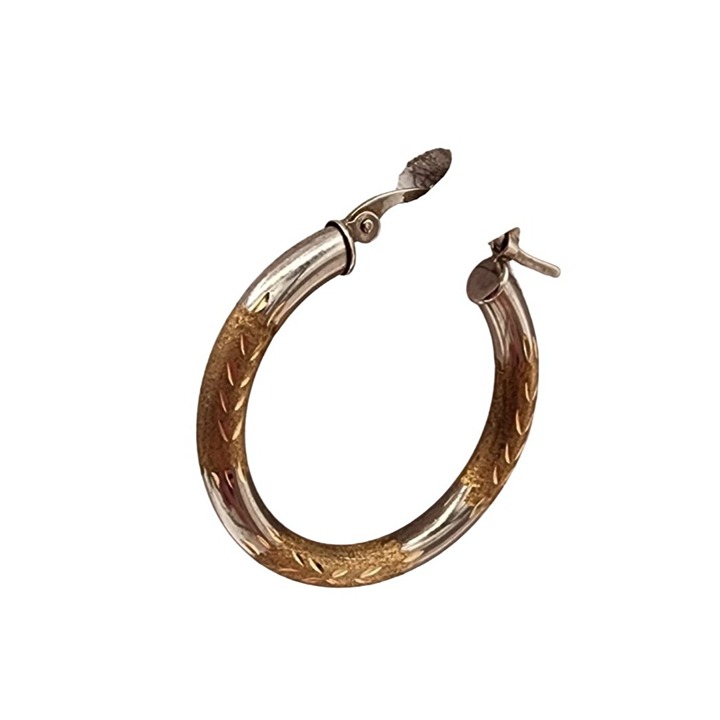 Vintage 10K White And Yellow Gold Hoop Earrings