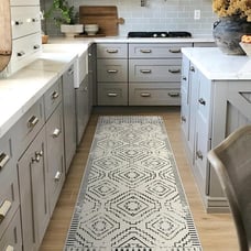 2'6 x8' Kitchen Runner Rug,Geometric Bohemian White Hallway Bathroom Rug Runner