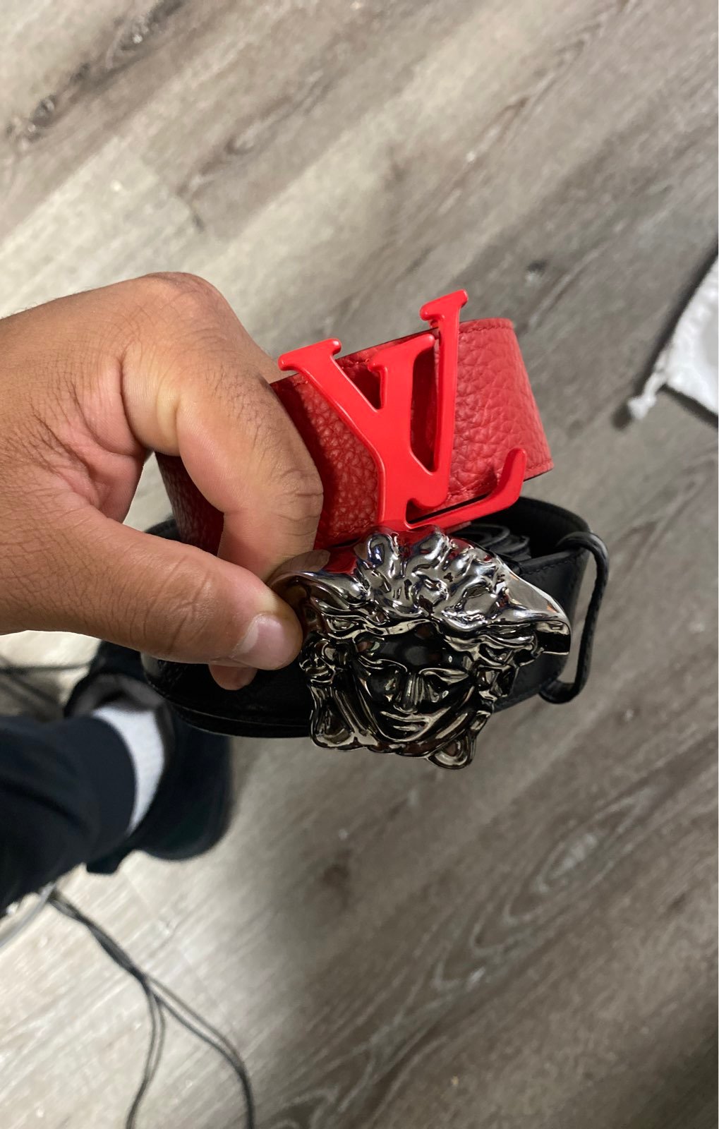 Versace and lv belt