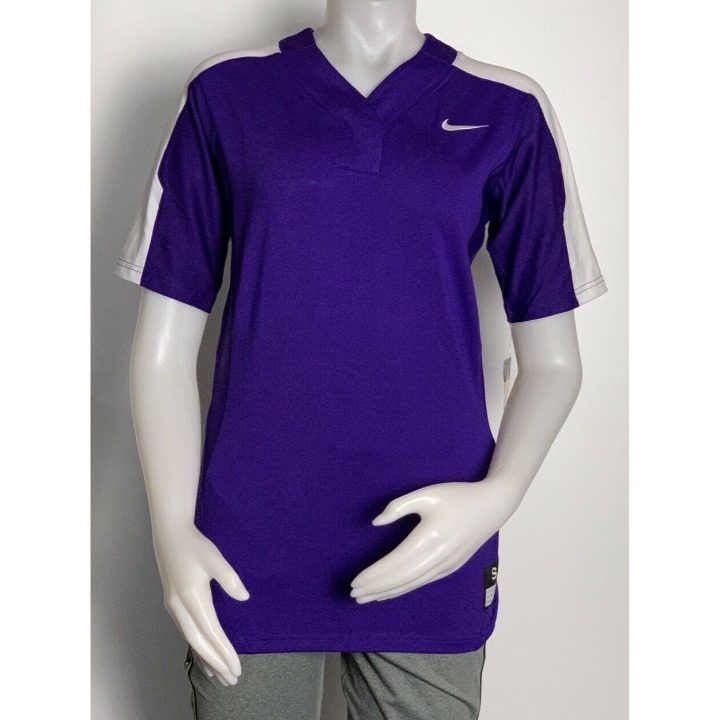 Women sports T-Shirt Size S NIKE Sftbl/Basbl Purple White Style 821989-546