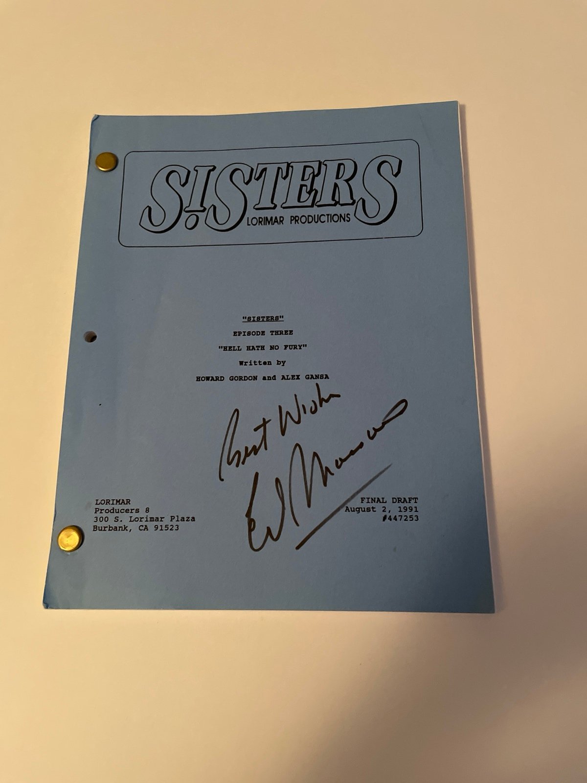 Ed Marinaro signed “Sisters”script