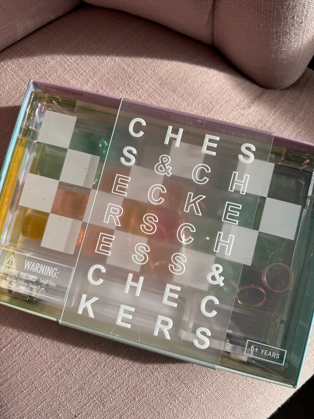 Sunnylife Lucite Travel Chess/Checkers aurora